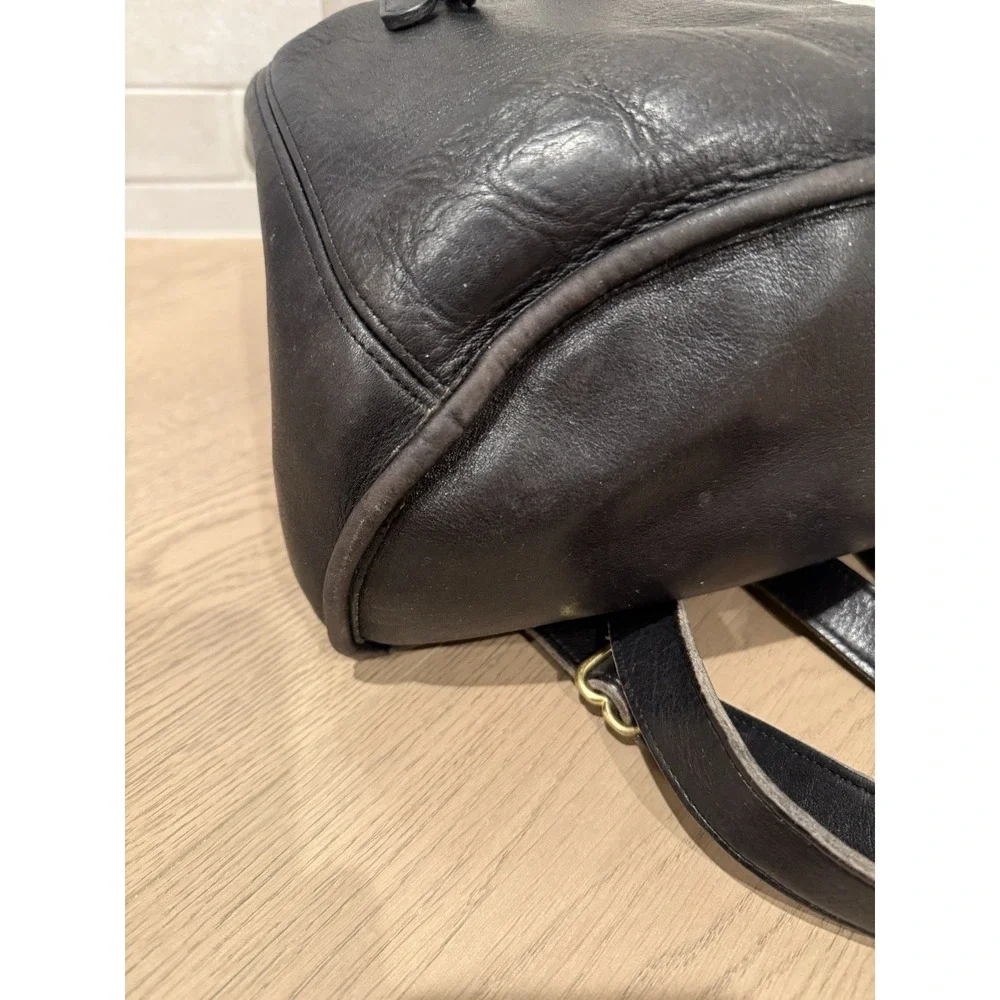Vintage Coach USA Made Black‎ Leather Backpack 9943 1995 Drawstring Daypack Y2K